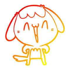 warm gradient line drawing cute cartoon dog