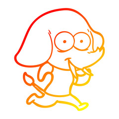 warm gradient line drawing happy cartoon elephant