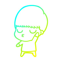 cold gradient line drawing cartoon calm boy