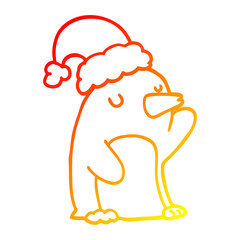 warm gradient line drawing cute cartoon christmas penguin
