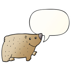 cartoon bear and speech bubble in smooth gradient style