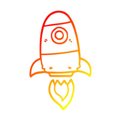 warm gradient line drawing cartoon space rocket