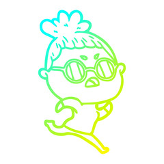 cold gradient line drawing cartoon annoyed woman