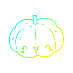 cold gradient line drawing cartoon pumpkin