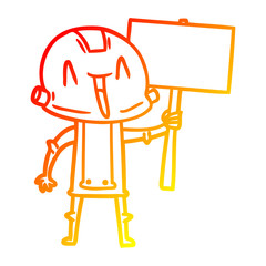 warm gradient line drawing cartoon robot