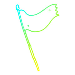 cold gradient line drawing cartoon waving flag