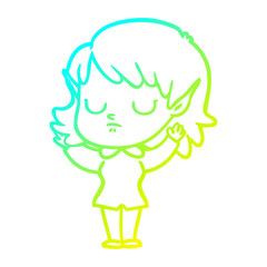 cold gradient line drawing cartoon elf girl