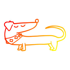 warm gradient line drawing cartoon dog