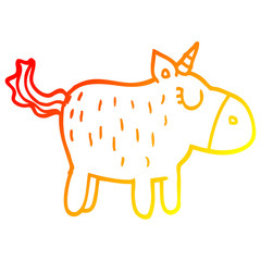 warm gradient line drawing cartoon cute unicorn