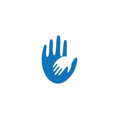 Fototapeta na wymiar Adoption and Hand care, social logo template vector