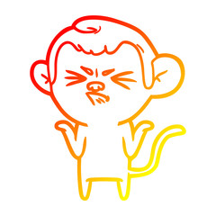 warm gradient line drawing cartoon annoyed monkey