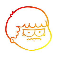 warm gradient line drawing cartoon male face
