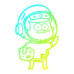 Obraz premium cold gradient line drawing happy astronaut cartoon