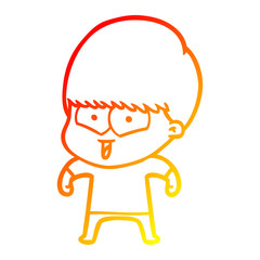warm gradient line drawing cartoon happy boy