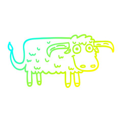 cold gradient line drawing cartoon hairy cow