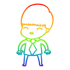 rainbow gradient line drawing happy cartoon boy