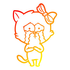 warm gradient line drawing cartoon cat