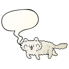 cartoon cat and speech bubble in smooth gradient style