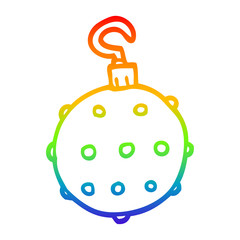 rainbow gradient line drawing cartoon golden xmas bauble