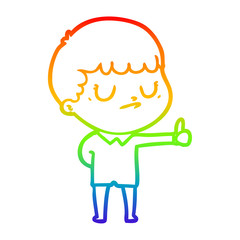 rainbow gradient line drawing cartoon grumpy boy