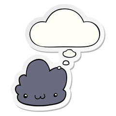 cute cartoon cloud and thought bubble as a printed sticker