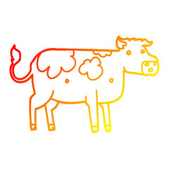 warm gradient line drawing cartoon cow