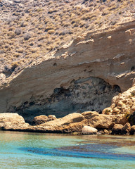 Aguilas, protected marine park of the four coves, on the Mediterranean sea of Murcia, a tourist destination in Spain: "Playa la Carolina".