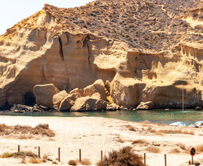 Aguilas, protected marine park of the four coves, on the Mediterranean sea of Murcia, a tourist destination in Spain: "Playa la Carolina".