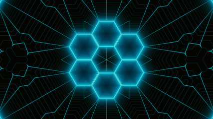 Retro Sci-Fi Background Futuristic landscape of the 80`s. Digital Cyber Surface. Suitable for design in the style of the 1980`s. kaleidoscope pattern ideal for technology and game