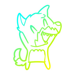 cold gradient line drawing laughing fox cartoon