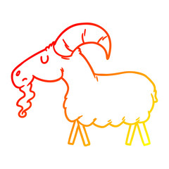 warm gradient line drawing cartoon goat
