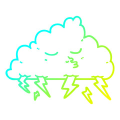 cold gradient line drawing cartoon storm cloud