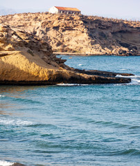 Aguilas, protected marine park of the four coves, on the Mediterranean sea of Murcia, a tourist destination in Spain: "Playa la Carolina".