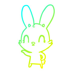 cold gradient line drawing cute cartoon rabbit