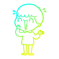 cold gradient line drawing laughing cartoon man