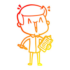 warm gradient line drawing cartoon happy man
