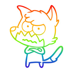 rainbow gradient line drawing cartoon annoyed fox