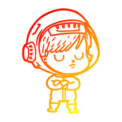 warm gradient line drawing cartoon astronaut woman