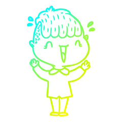 Obraz premium cold gradient line drawing cartoon happy boy surprised