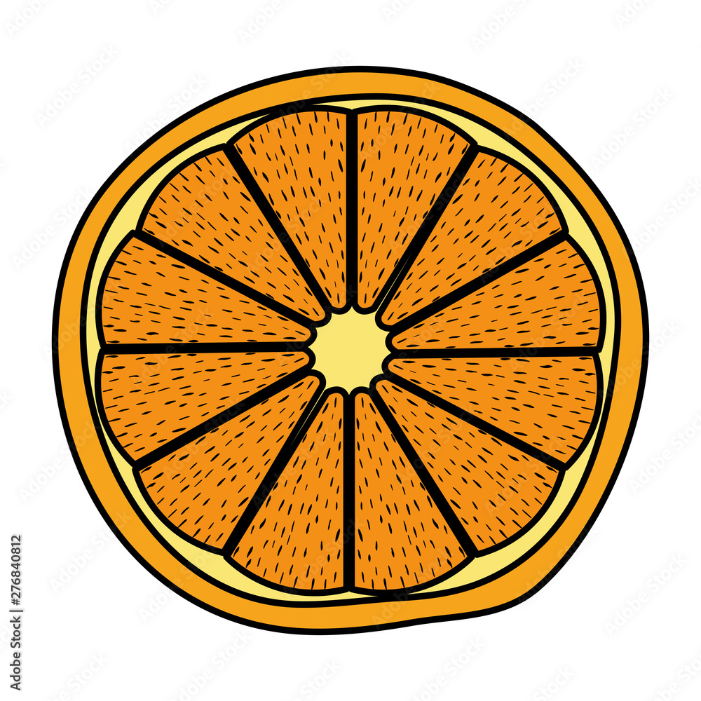 Sticker half orange citrus fruit fresh icon