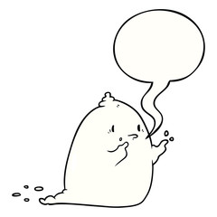 cartoon spooky ghost and speech bubble
