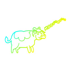 cold gradient line drawing cartoon cow