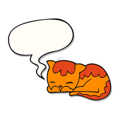 cartoon cat sleeping and speech bubble sticker