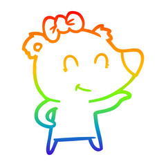 rainbow gradient line drawing female polar bear cartoon