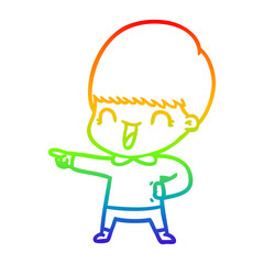 rainbow gradient line drawing happy cartoon boy