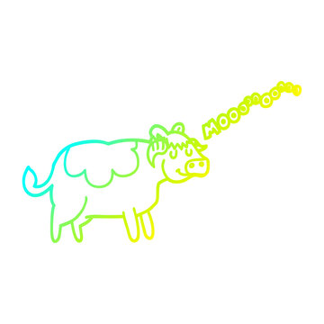 recommend clip art: cold gradient line drawing cartoon cow