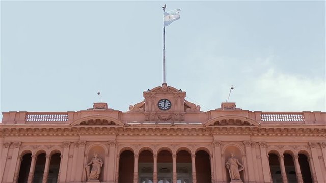 The Pink Facade of Casa Rosada Presidential Palace in Plaza de Mayo, Buenos Aires, Argentina