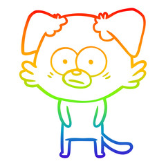 Obraz premium rainbow gradient line drawing nervous dog cartoon