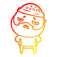 warm gradient line drawing cartoon worried man with beard