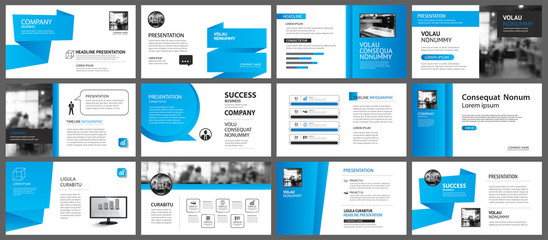 Presentation and slide layout template. Design blue gradient in paper shape background. Use for business annual report, flyer, marketing, leaflet, advertising, brochure, modern style.